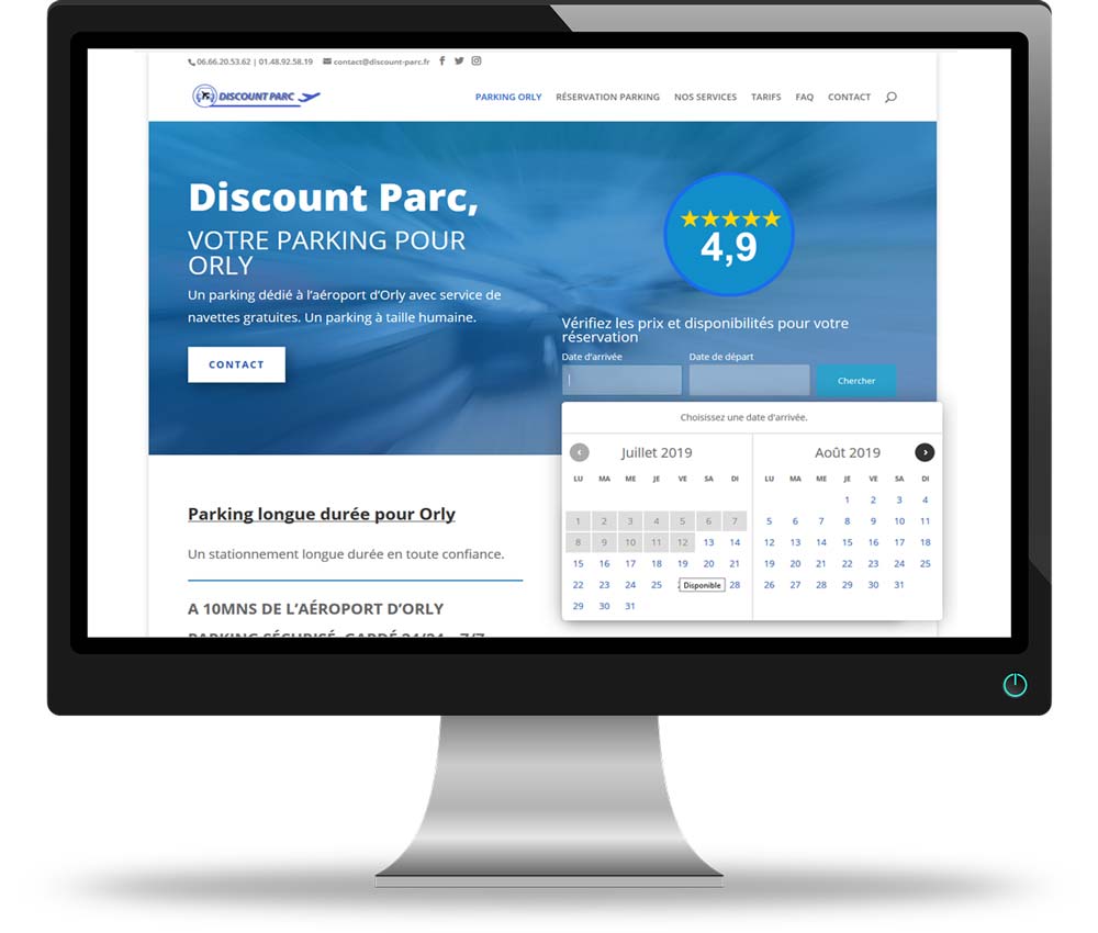 écran du site https://www.discount-parc.fr, réalisation "artisan-internet"