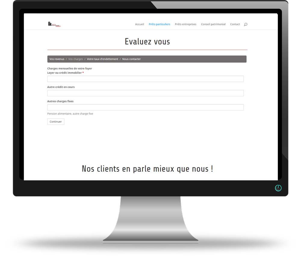 Simulateur de taux d'endettement pour cabinet conseil, réalisation Art-In